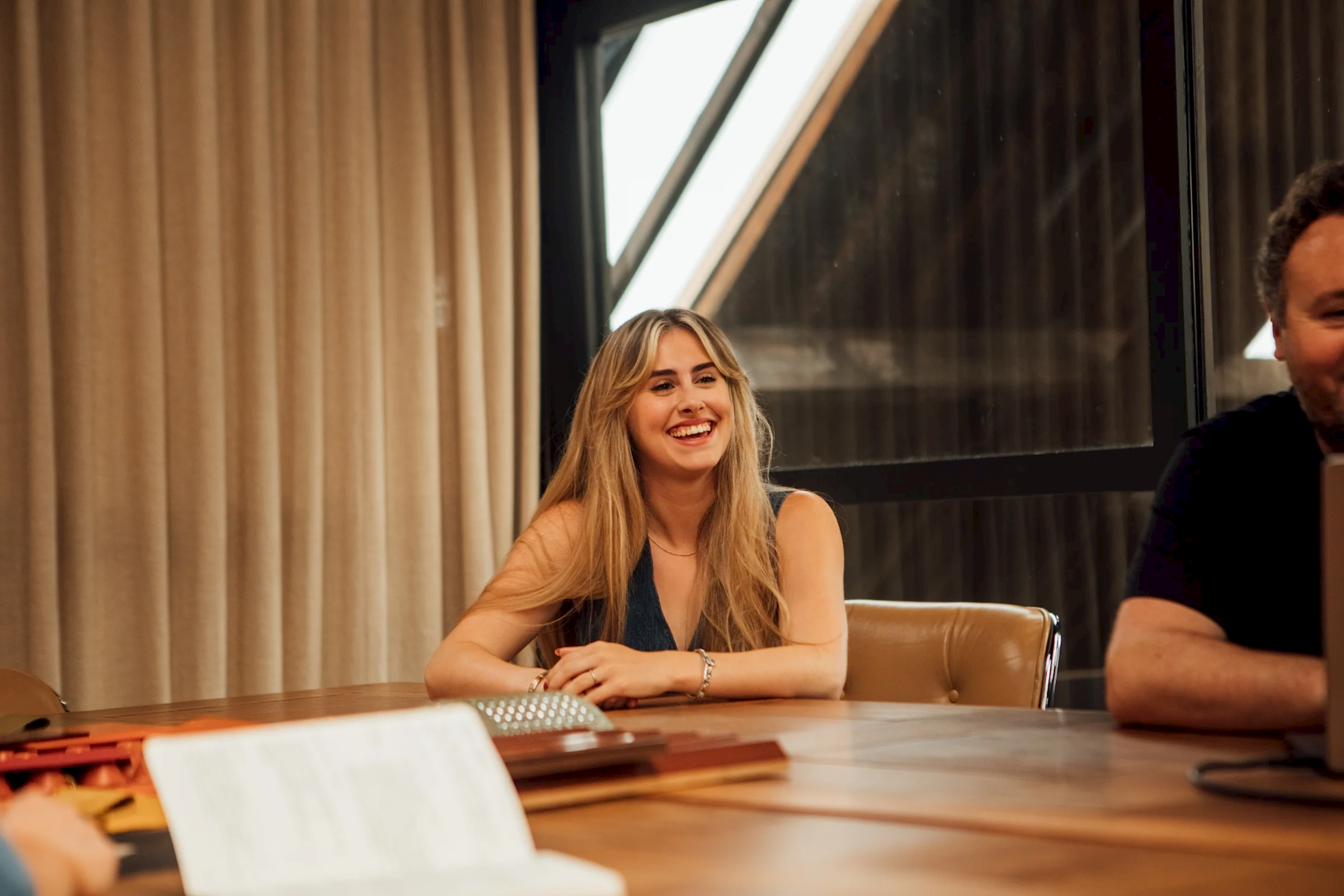 Portrait of Olivia Whiteley in a creative meeting, 93ft design studio's junior interior designer