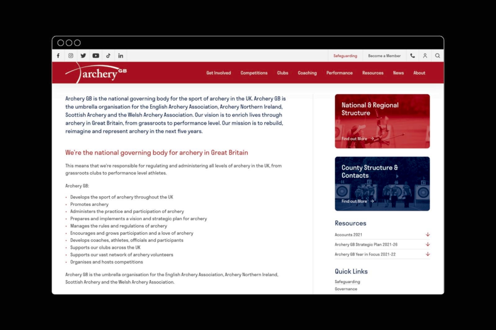 Archery GB Website Design Sport Governing Body