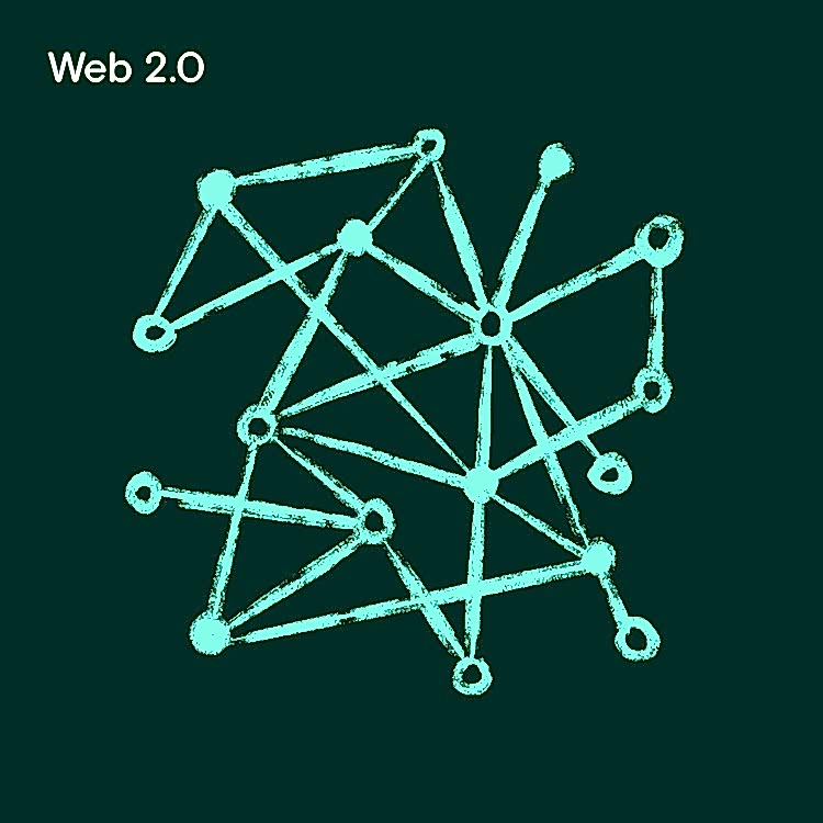 Web 2.0 - hand drawn infographic - a series of dots with interconnecting lines representing Web2 and read-write web