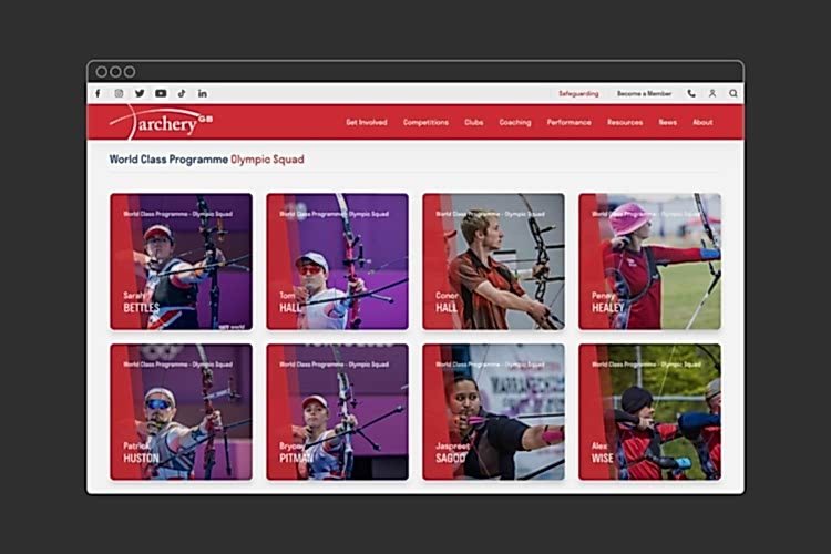 Archery GB Website Design Olympic Squad